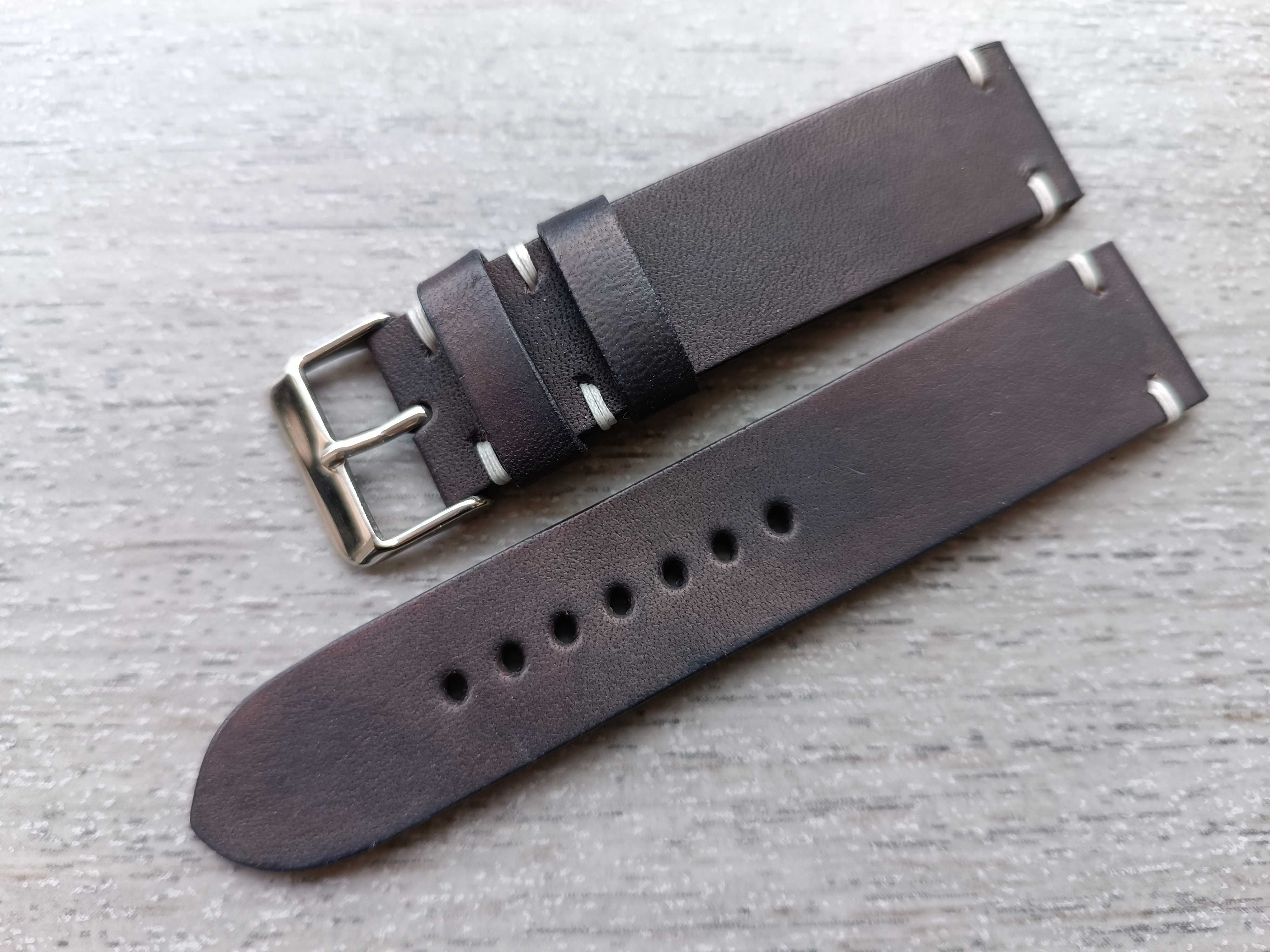 Szary skórzany pasek zegarka 20 mm