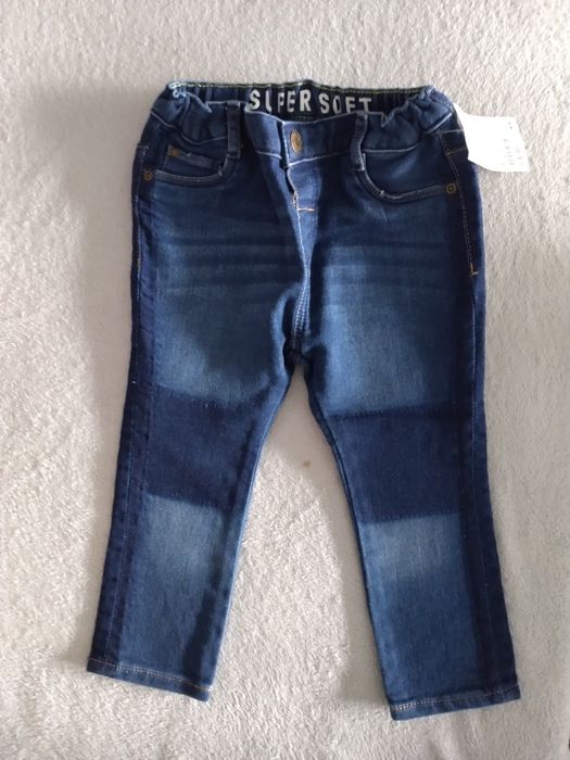 Spodnie jeansowe h&m jeans chlopiece rurki soft 92