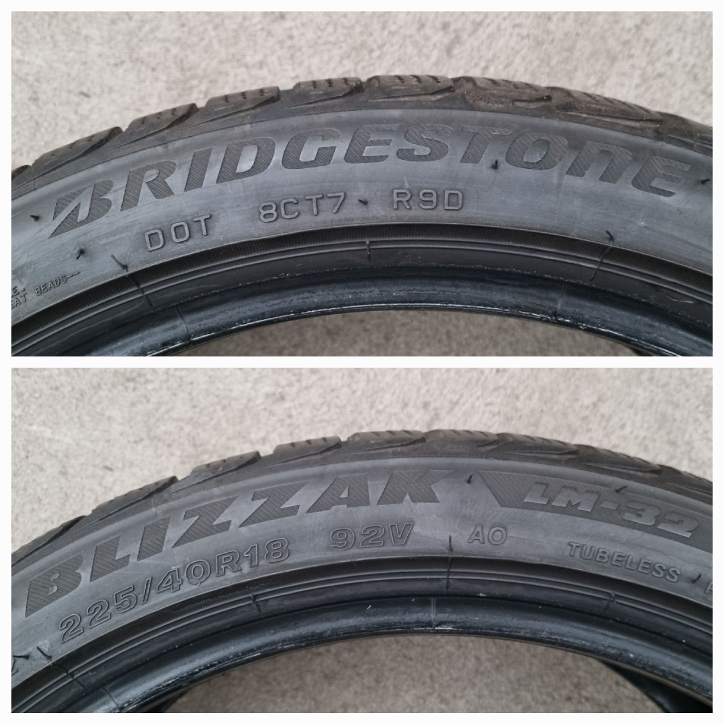 Opony używane ZIMOWE 225/40/18 Bridgestone  650zł/4szt.