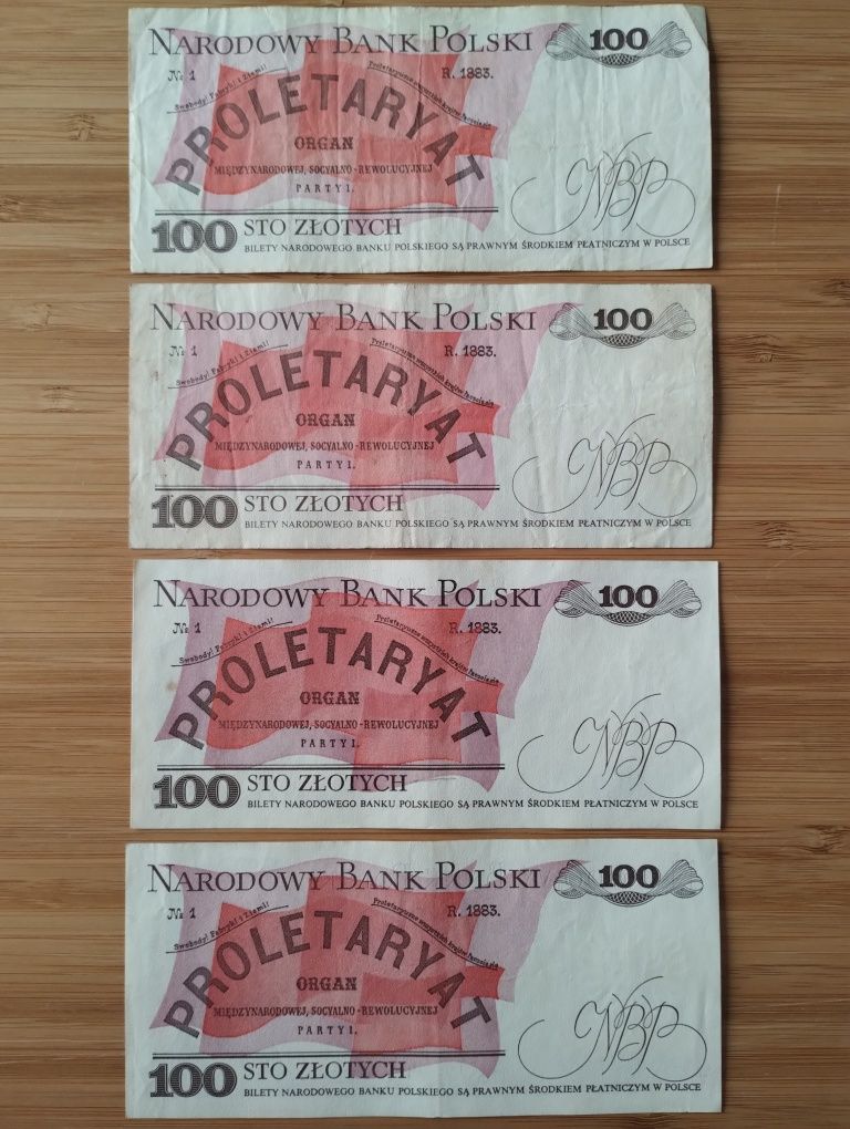 16 banknotów, Polska, PRL, 100 złotych, 1986 i 1988