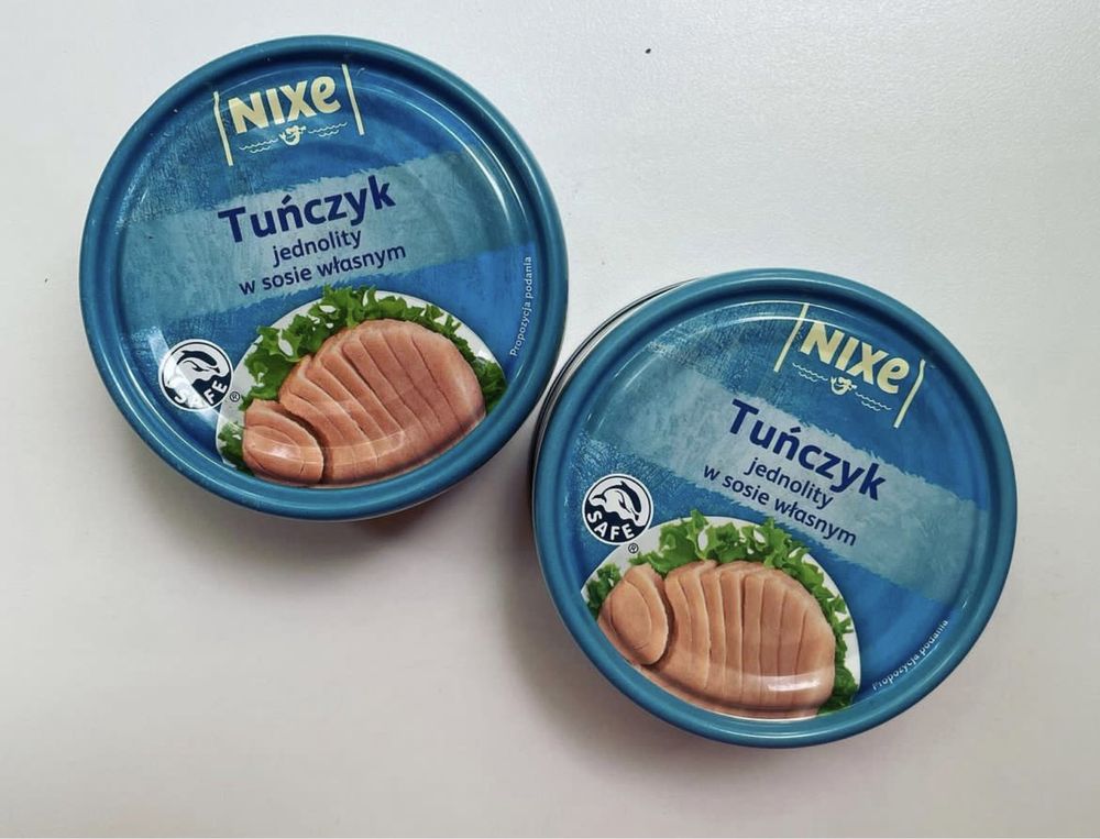 Тунець Nixe;Печінка трески;Шпроти в олії;Манго;Кокосове молоко;Ананаси