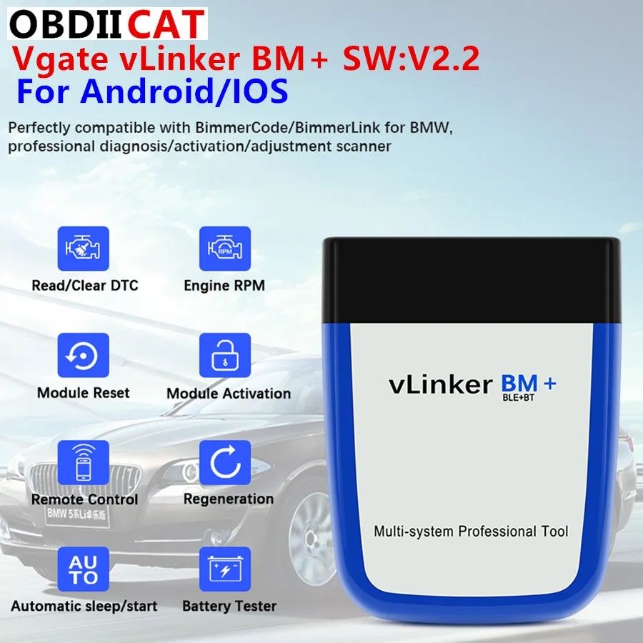 Автосканер Vgate vLinker BM+ Bluetooth 4.0 для BMW Bimmer Code ELM327