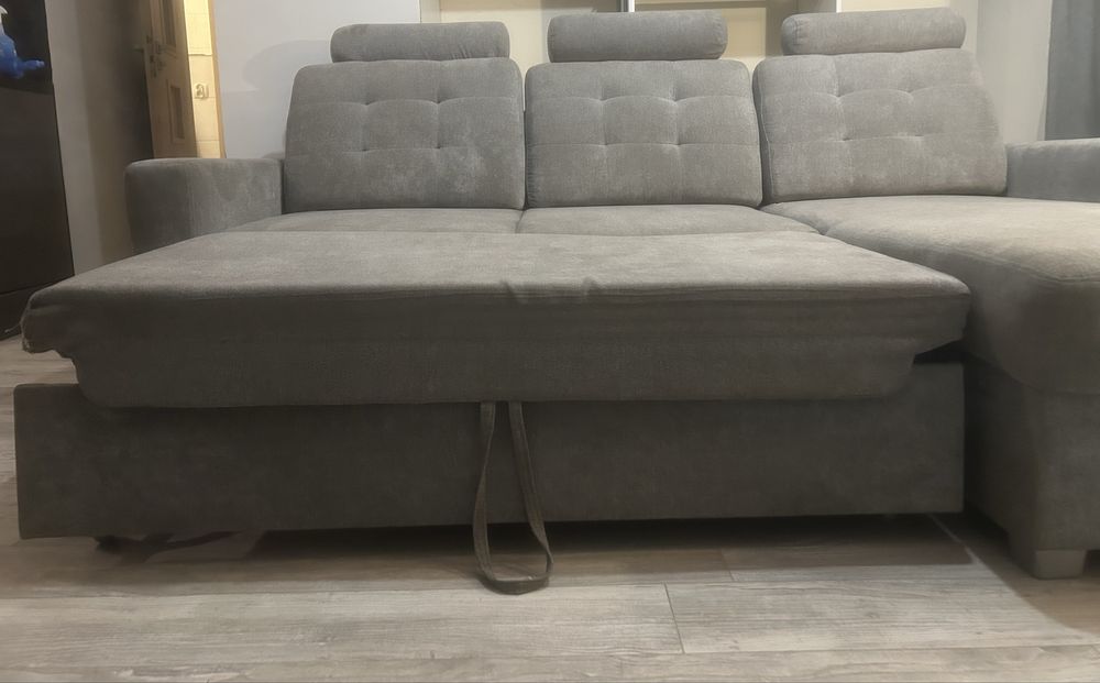 Narożnik BRW (typ Lino) z funkcją spania – Szary, mobilne zagłówki