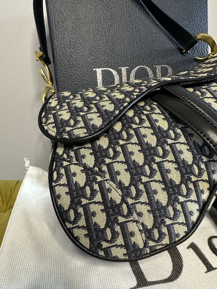 Torebka dior saddle bag z paskiem materialowa monogram