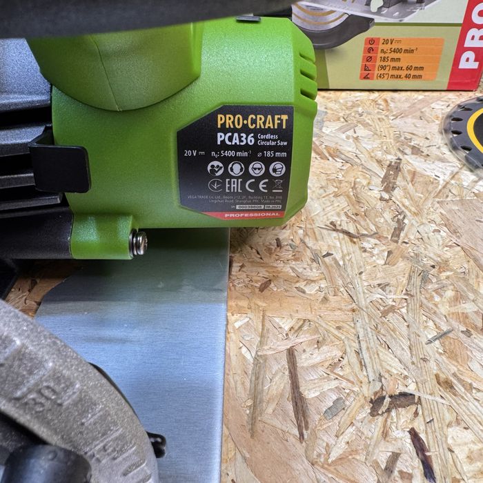 Акумуляторна циркулярна пила Procraft PCA36 185 мм