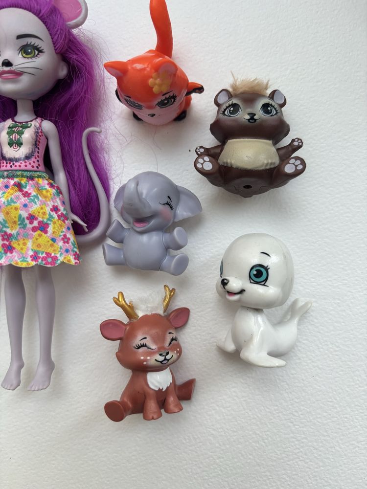 Lalki Enchantimals zestaw zwierzątka laleczki barbie małe sukienki miś