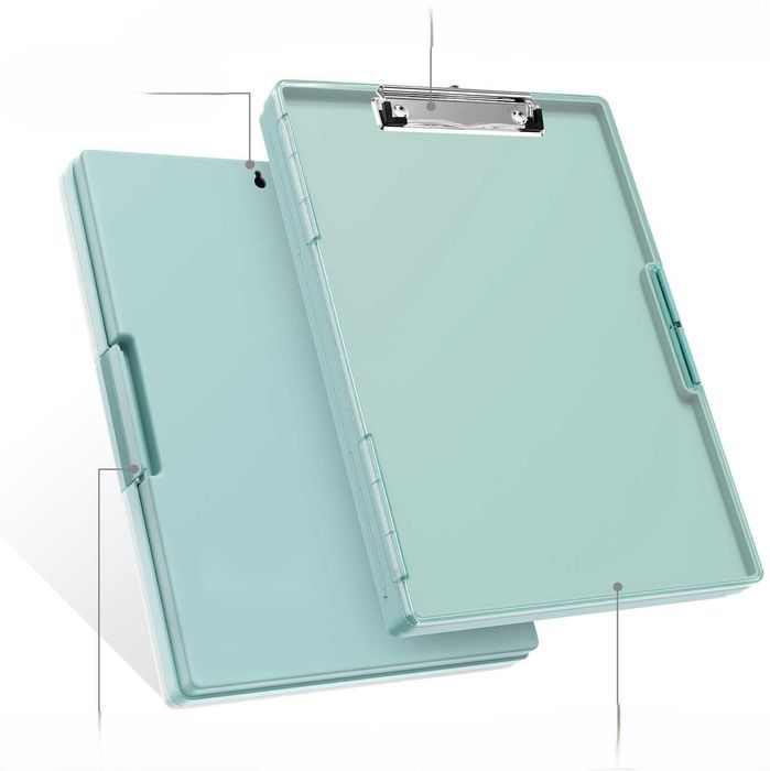 Clipboard Teczka z przechowywaniem A4, przezroczysty panel miętowy