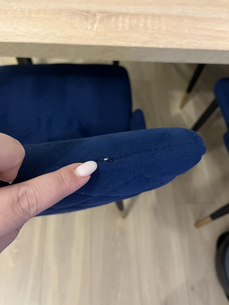 4 Krzesła welurowe/ Velvet Czarno-Złote Granatowe