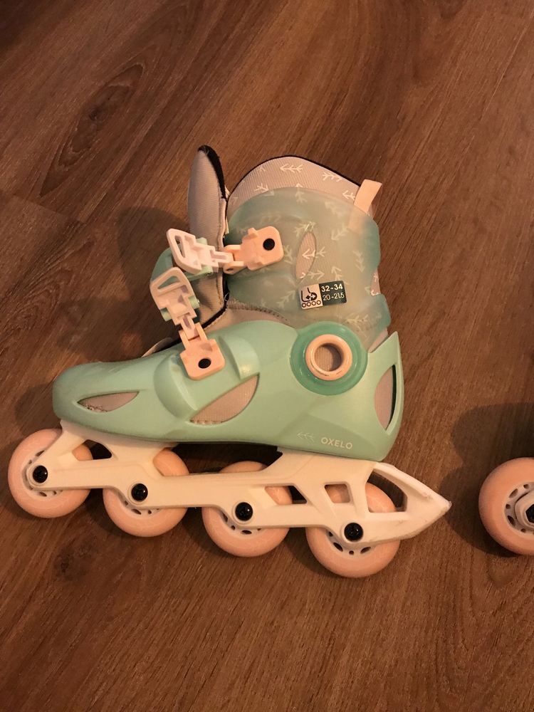 Patins em linha oxelo decathlon menina 32-34 com todos os acessórios