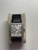 Zegarek wzór Cartier cyrkonie, czarny pasek