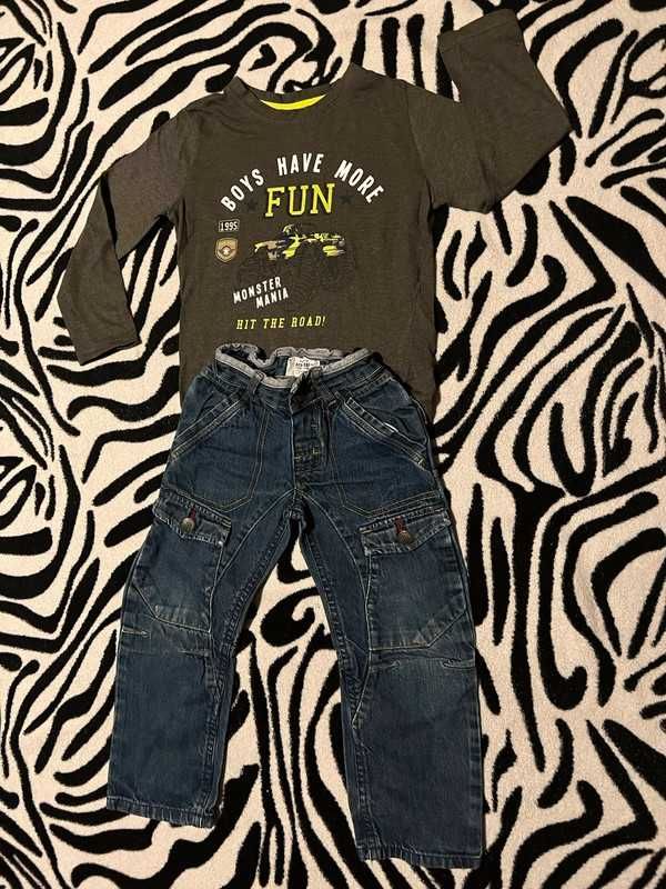 Zestaw dla chłopca 5- 6 lat koszulka z długim rękawem  i jeansy