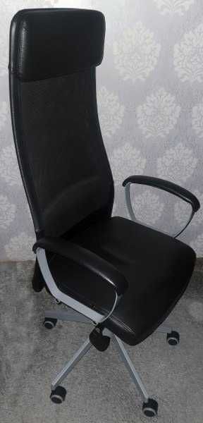 FOTEL BIUROWY krzesło Ikea Markus regulowane czarne ekoskóra szkoła!