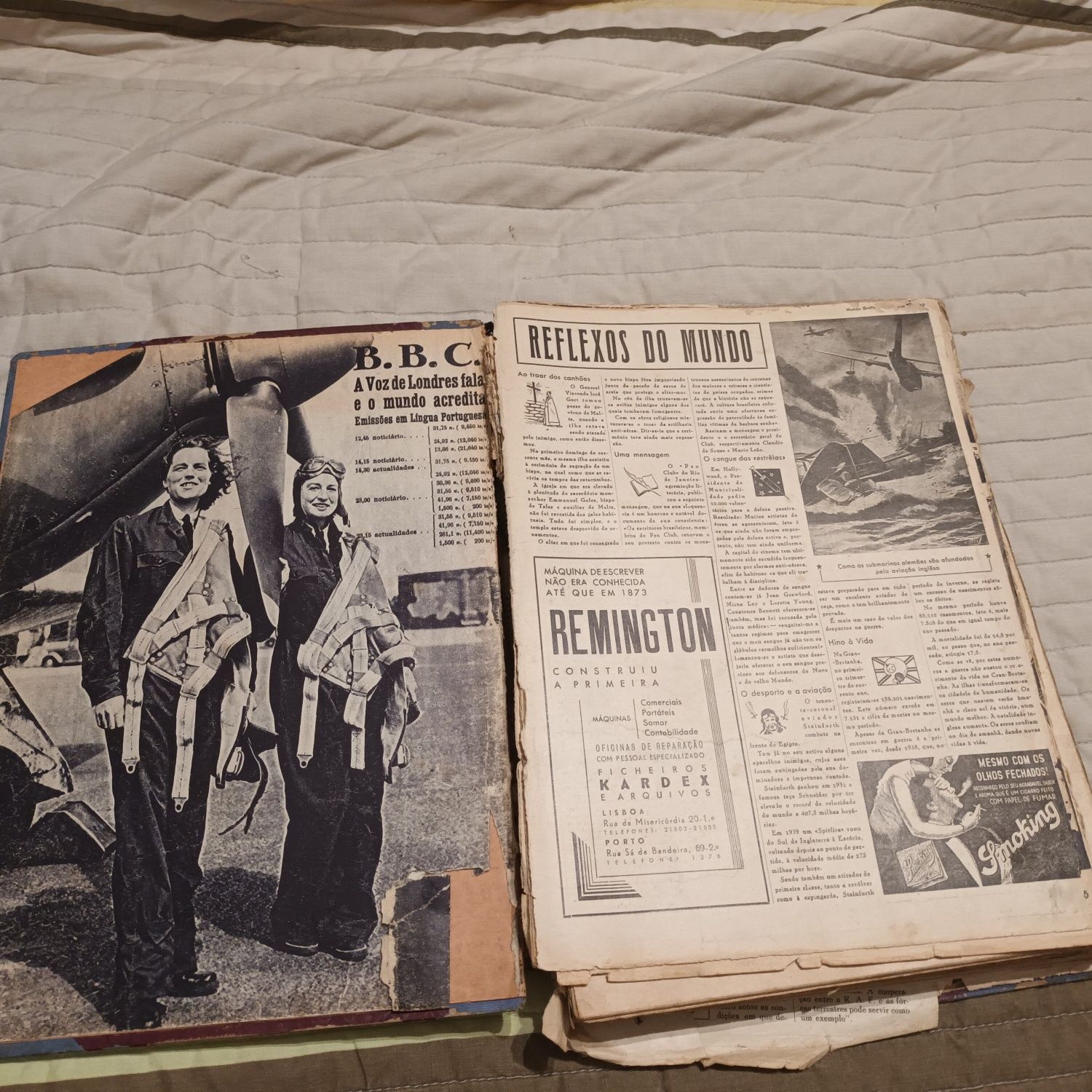 2 encadernações revistas MUNDO GRÁFICO anos 40 com faltas ou falhas