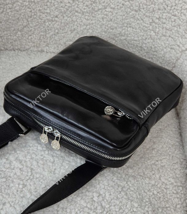 Мужская кожаная итальянская сумка VERA PELLE. Шкіряна сумка