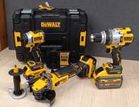Zestaw Najmocniejszych wkrętarek Dewalt + szlifierka z reg. 1x9 2x5 ah