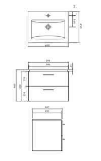 Cersanit Lara Como 60 walnut set zestaw szafka z umywalką nowa