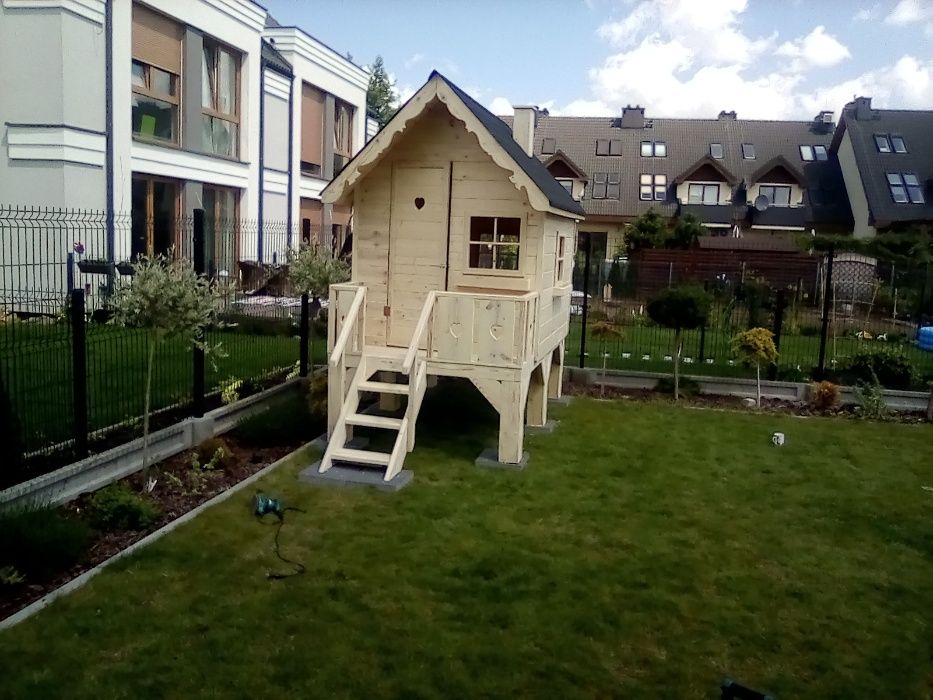 Huśtawka plac zabaw domek drewniany dla dzieci