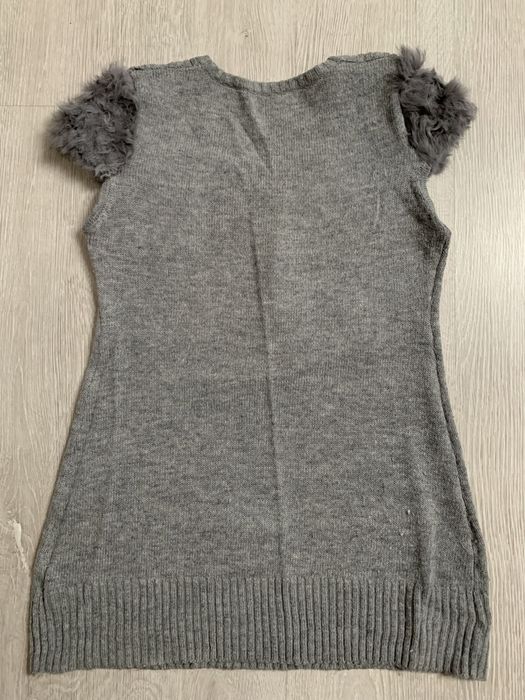 Dluzszy sweter bluzka tunika na krotki rekaw, futerko i cekiny