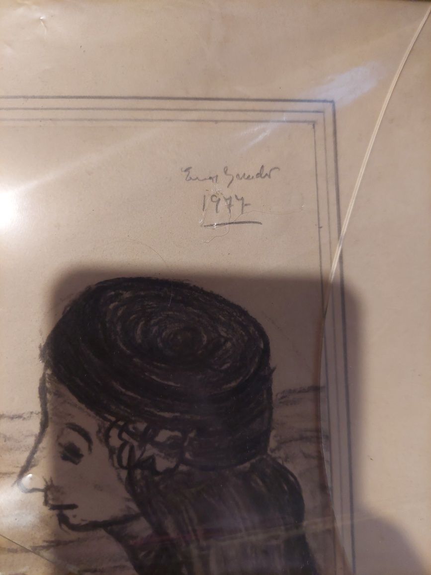 Ema Brandao desenho datado e assinado pintura