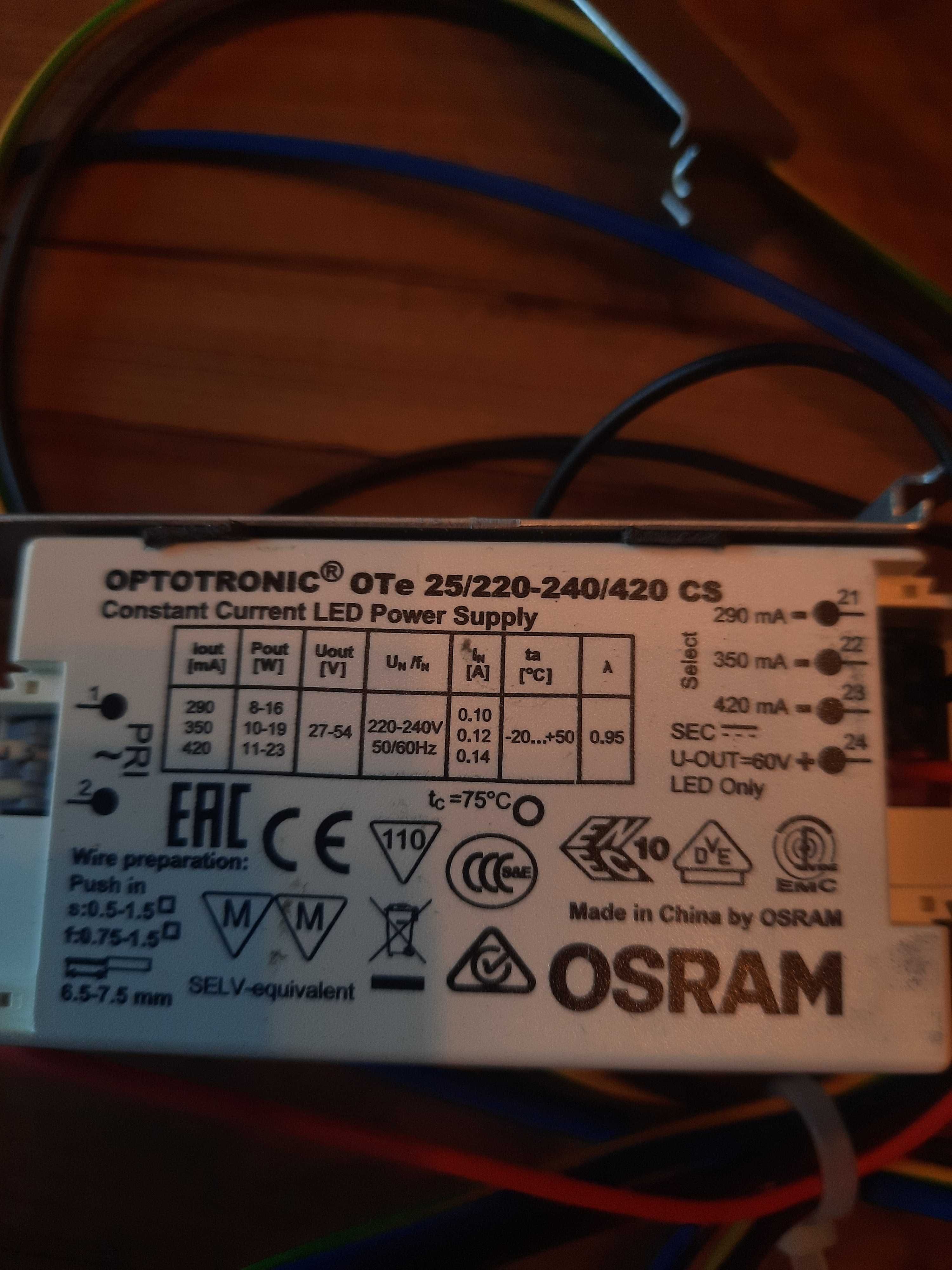 Taśma led  1m z zasilaczem OSRAM prąd stały - 10 szt za 50 zł