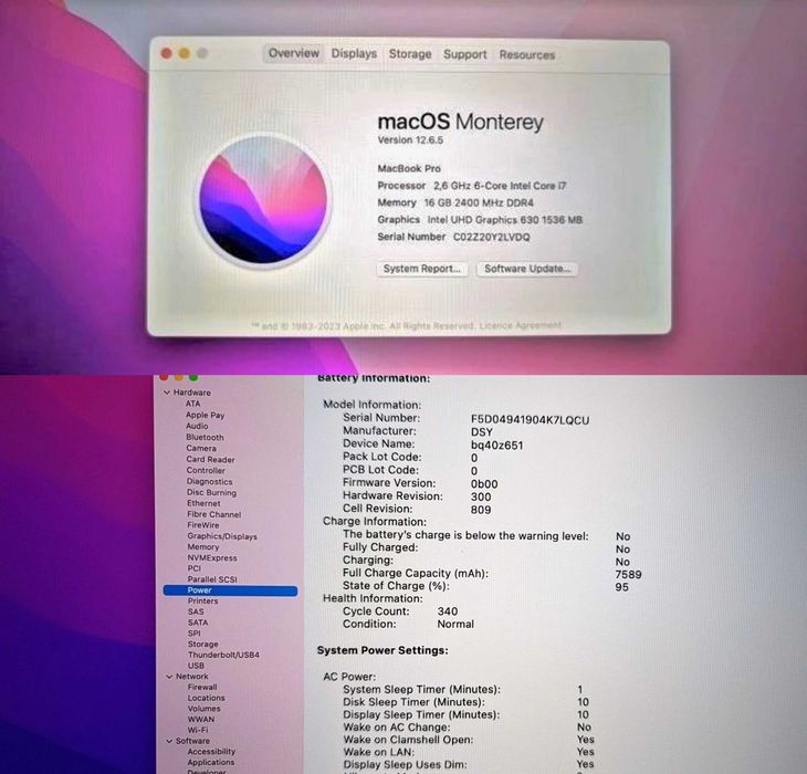 MacBook Pro 15 2019 i7 6x2.6 16gb Ідеал Стан Рідна Батарея Без Паролiв