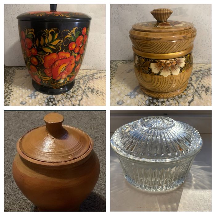 Емкость для сыпучих чая деревянная из глины хрустальная