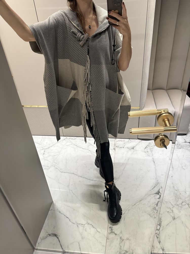 Ponczo narzutka chloe kurtka boho fredzle