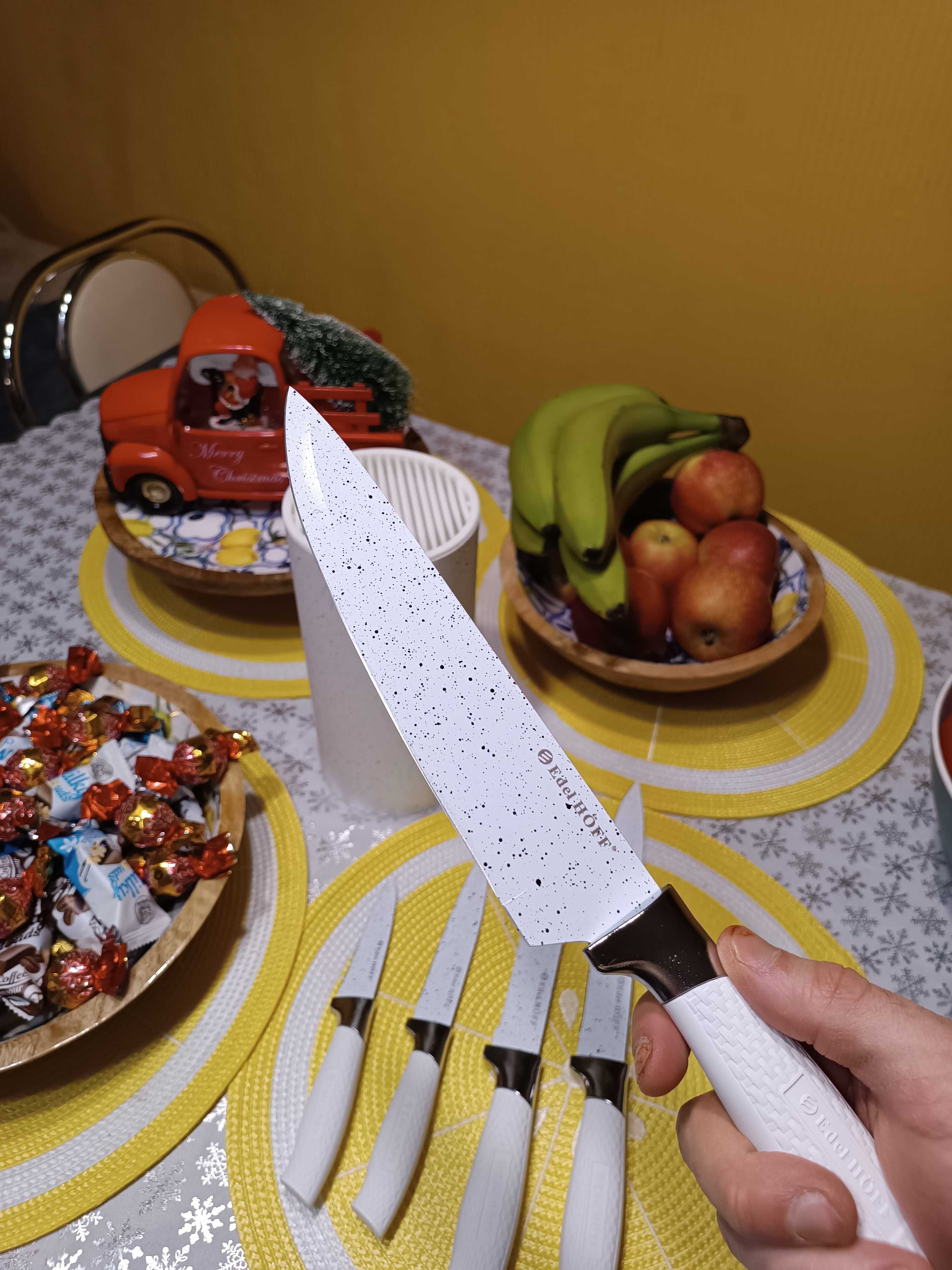 Zestaw ostrych noży kuchennych ze stali nierdzewnej w bloku - EdelHöff