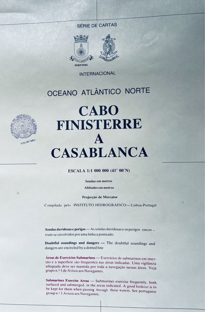 Carta Náutica 4B (int 1081) de Cabo Finisterre a Casablanca