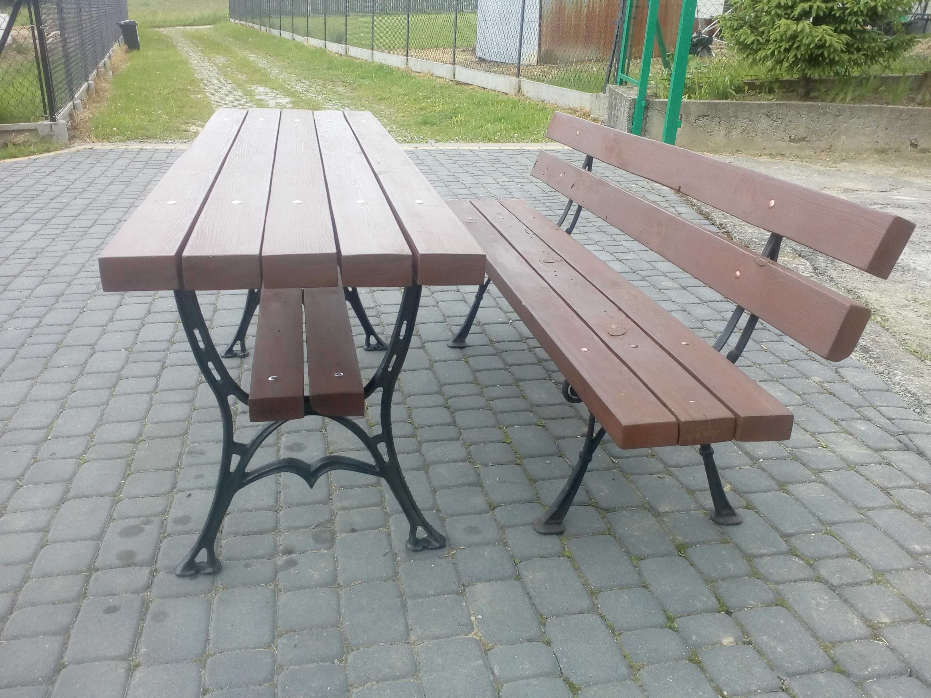 Komplet meble ogrodowe stół i dwie ławki - nowy
