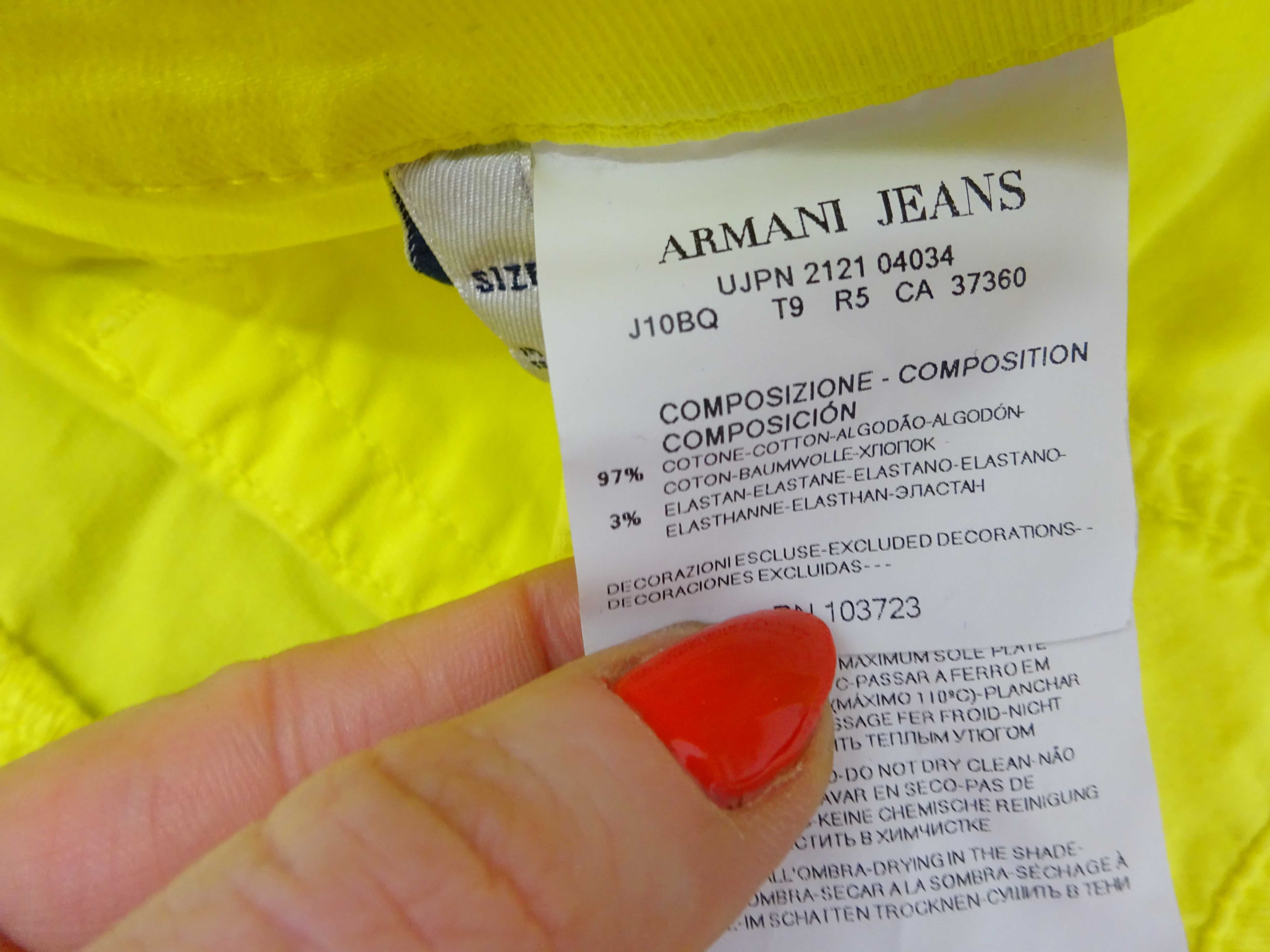 CC68 Eleganckie spodnie damskie ARMANI jeans żółte rurki zamki 38 M