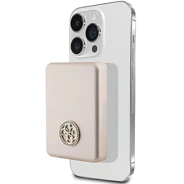 Powerbank indukcyjny Guess MagSafe 4G Strassed Metal Logo 15W 5000mAh