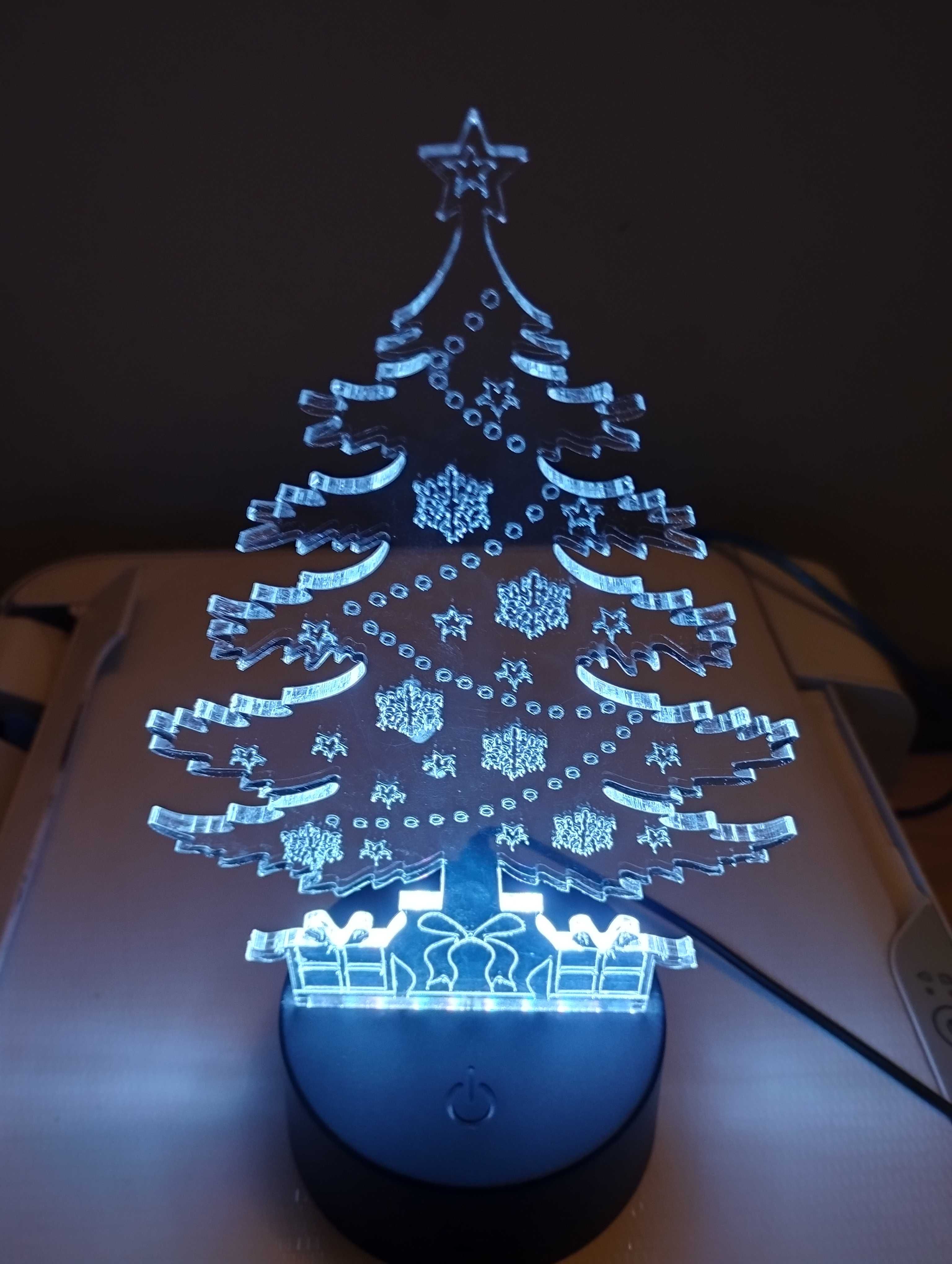 Lampka led 3d choinka pilot prezent