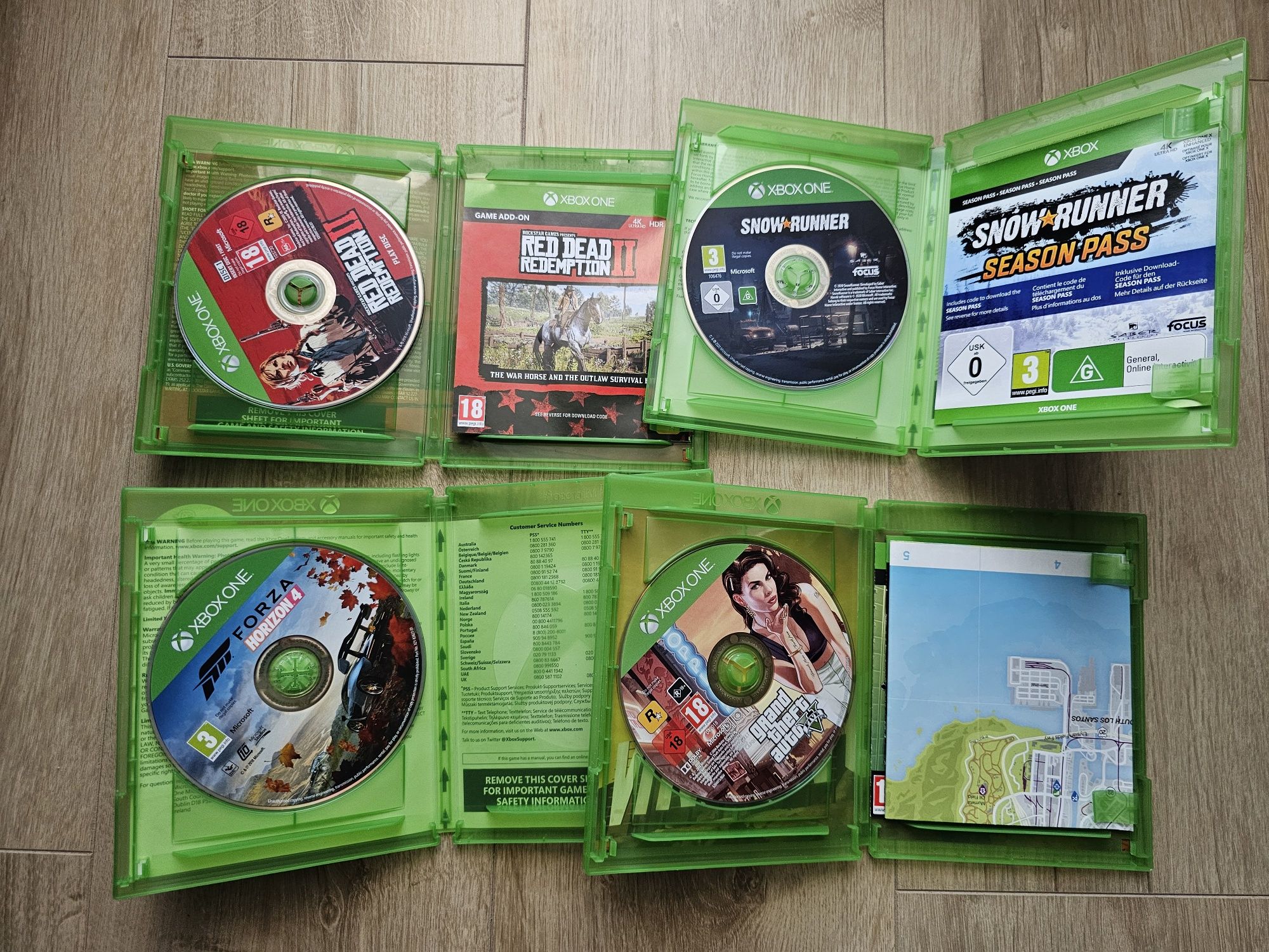 xbox one Grand theft auto v, Snow Runner, Forza Horizon 4, RDR 2