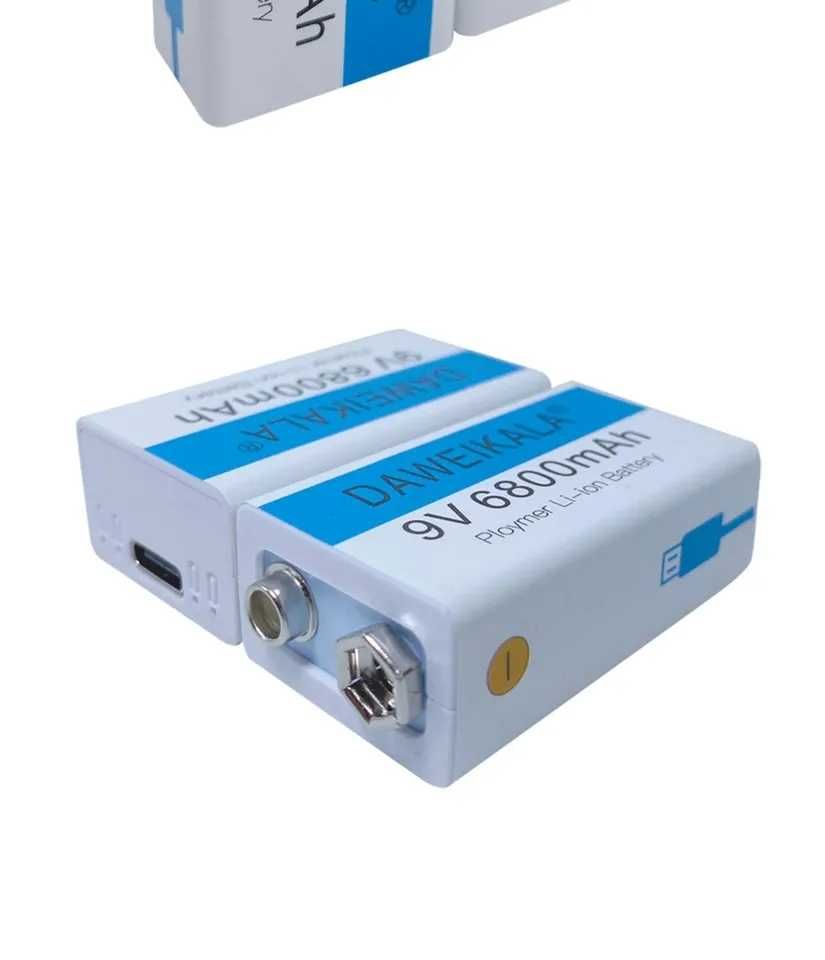 Акумулятор Крона 9V 6800mAh Li-Ion Daweikala, зарядка через Type-C