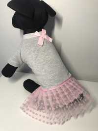 Sliczna sukienka ubranko z tiulowa falbanka dla psa Typu york S