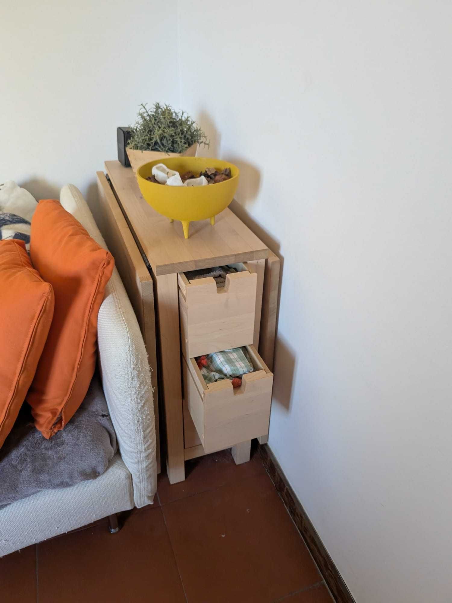 Mesa dobrável IKEA NORDEN – madeira maciça, com 6 gavetas