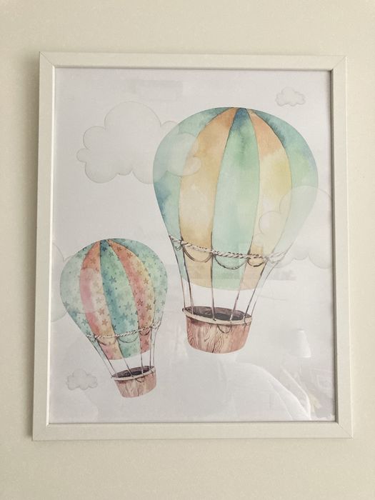 Conjunto de 3 quadros aguarela