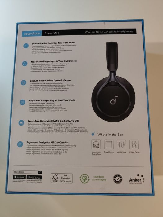 Słuchawki bezprzewodowe Soundcore Space One, nowe, kolor czarny