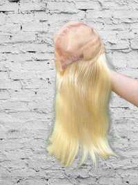 Długa peruka naturalna, system włosów  45 cm blond
