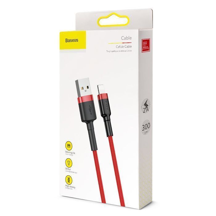 Kabel Baseus Cafule USB/Lightning QC3.0 2A 3M - Czerwony