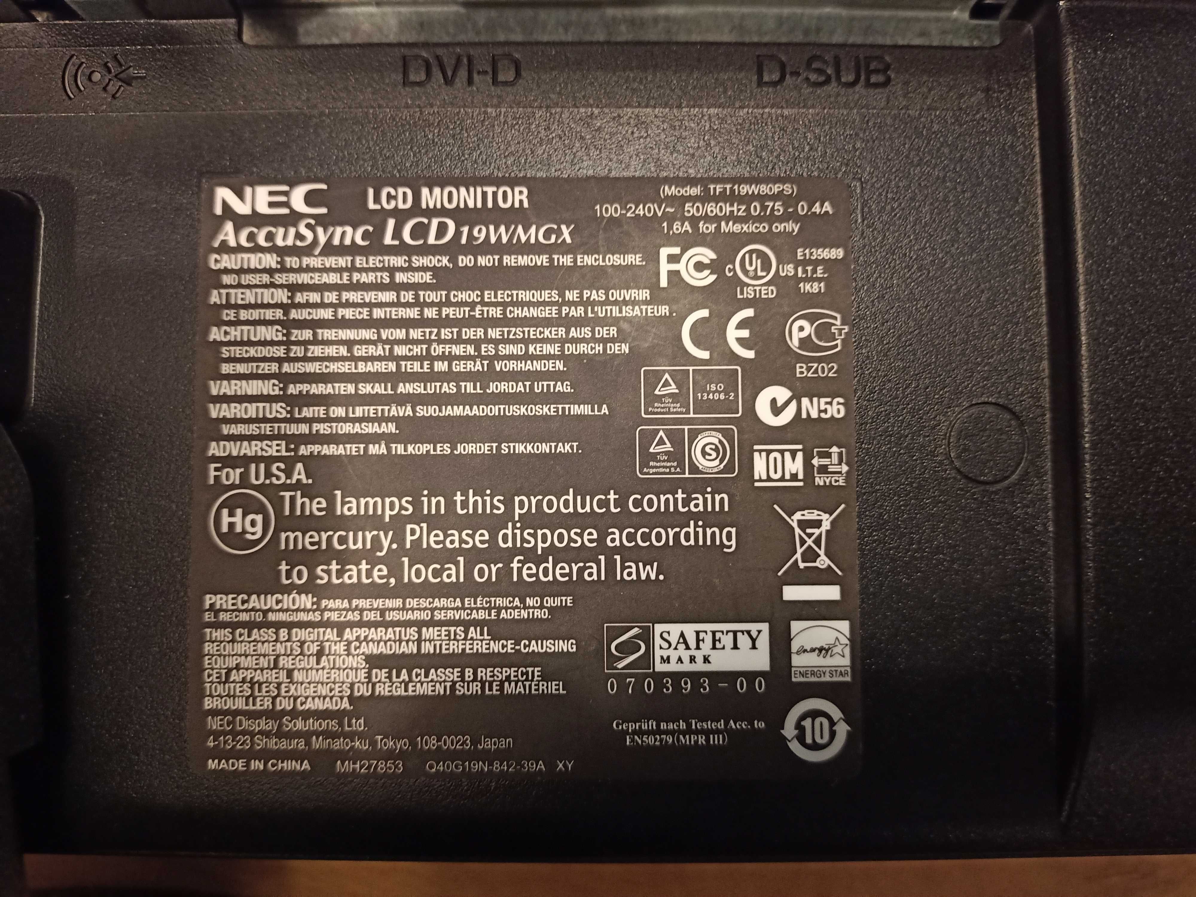 Monitor NEC 19" stan idealny