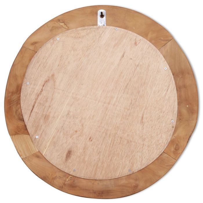 Lustro Okrągłe z Drewna Tekowego 60 cm - Rustykalna Dekoracja
