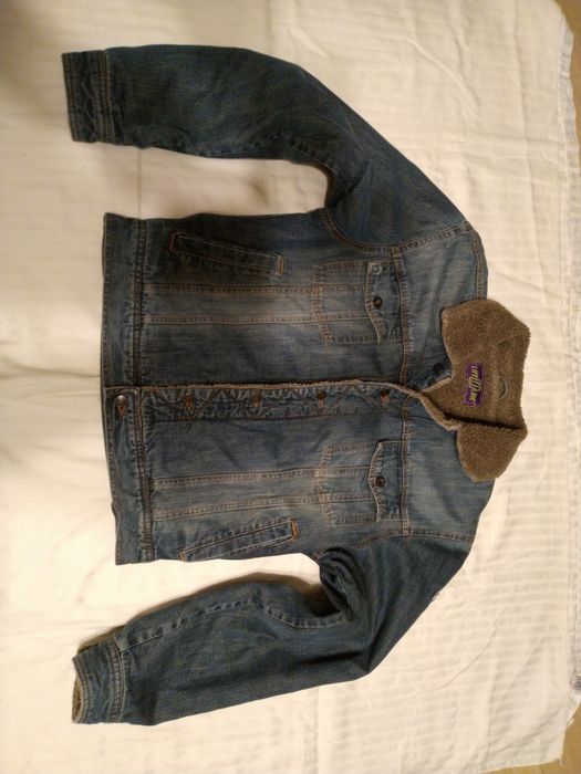 Kurtka jeans ocieplana baranek XL
