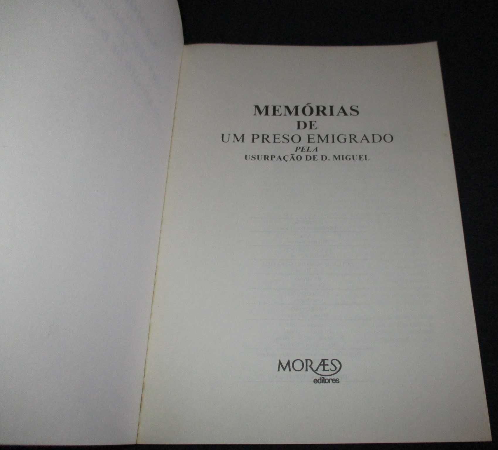 Livro Memórias de um preso emigrado pela usurpação de D. Miguel