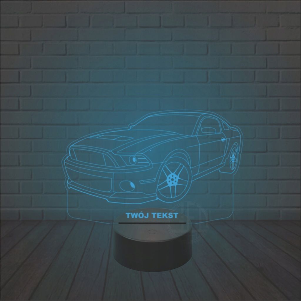 Lampka nocna LED imię grawer AUTO MUSTANG