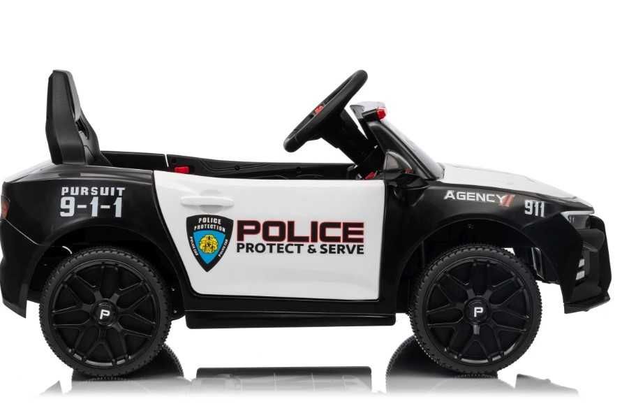 Elektryczny samochód dziecięcy Policja 911 – LED, megafon, pilot
