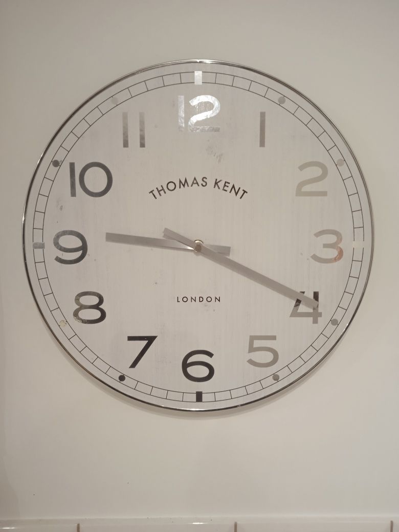 Zegar ścienny Thomas Kent szary srebrny