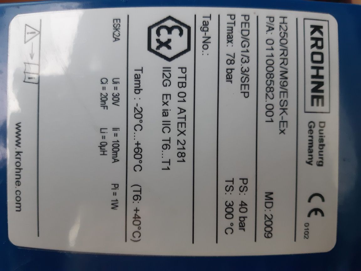 Ротаметр (расходомер) для жидкости и газа Krohne H250/RR/M9/ESK-Ex