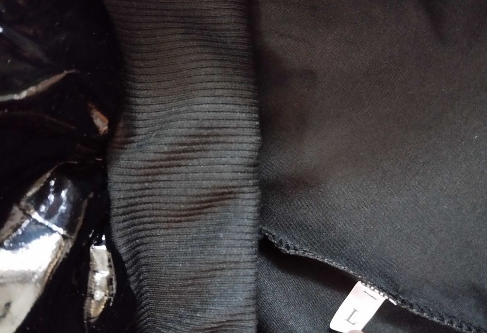 czarne lateksowe legginsy L spodnie skóra lakierowana skinny wysoki st